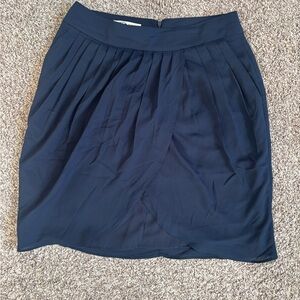 MNG By Mango Pleated Silk Navy Skirt in Size 8